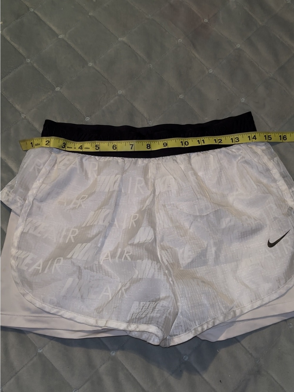 Nike White Athletic Shorts with Black Waistband